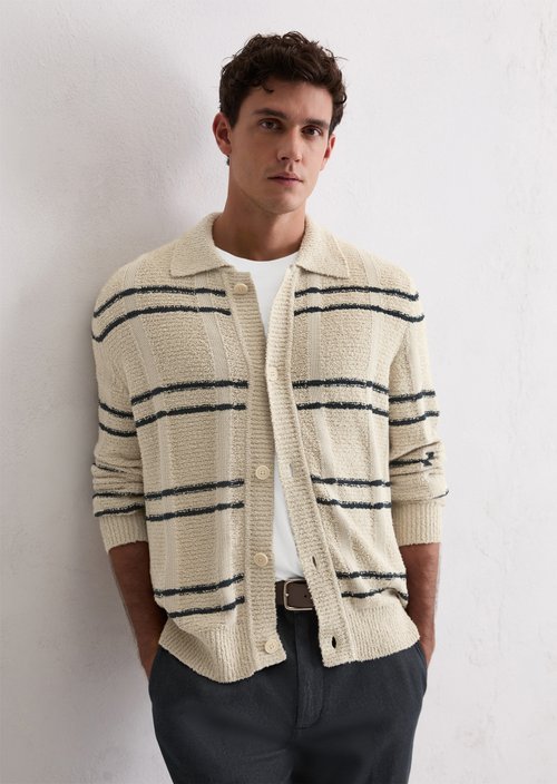 Cardigan with regular collar — Medium Beige