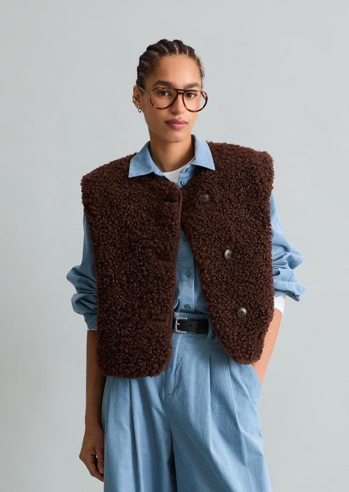 Teddy Vest, Regular — Espresso Brown