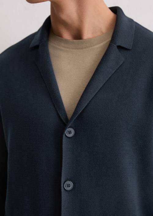 DfC Stricksakko regular Dark Navy in Detailansicht