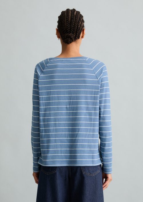 Striped longsleeve relaxed — Medium Blue