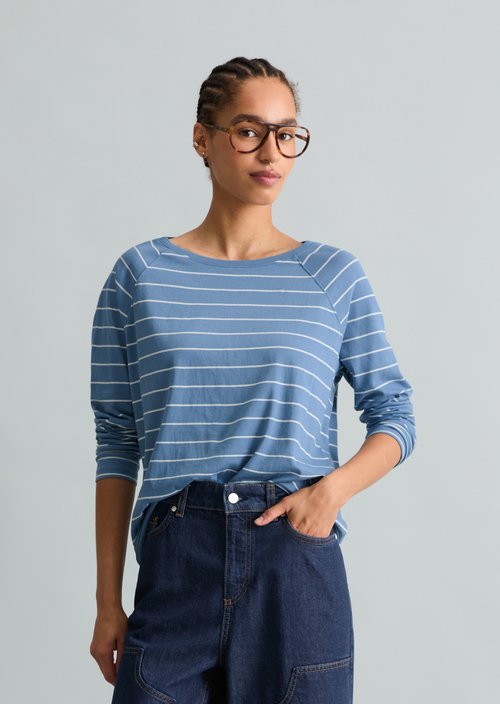 Striped longsleeve relaxed — Medium Blue