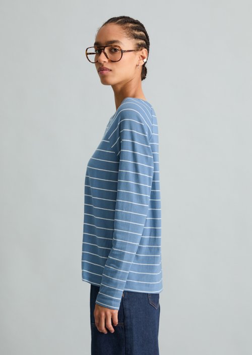 Striped longsleeve relaxed — Medium Blue