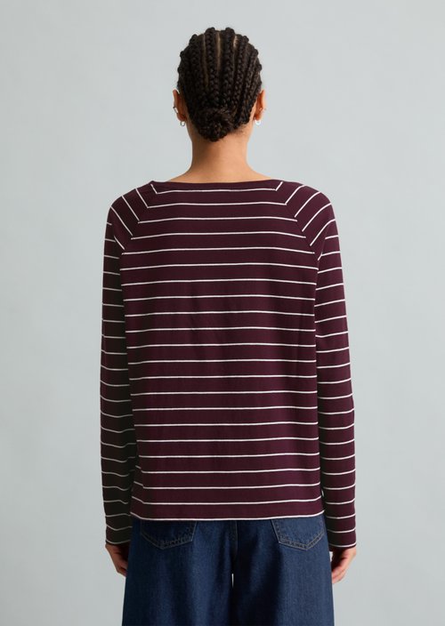 Striped longsleeve relaxed — Dark Red
