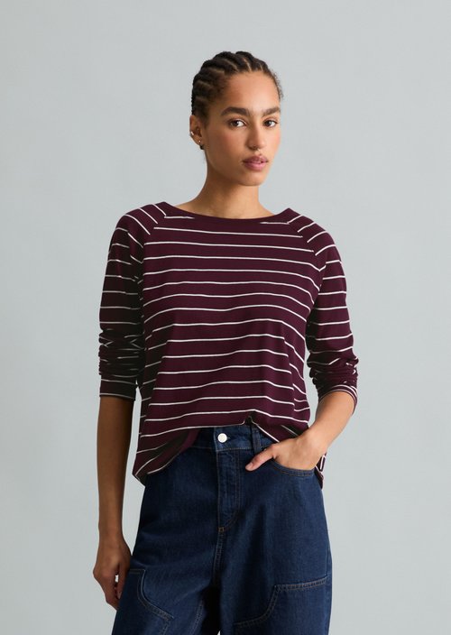 Striped longsleeve relaxed — Dark Red