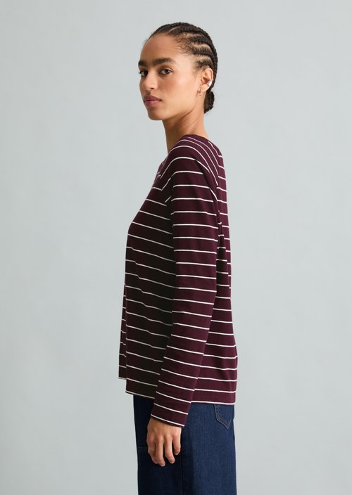 Striped longsleeve relaxed — Dark Red