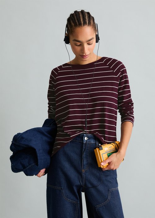 Striped longsleeve relaxed — Dark Red