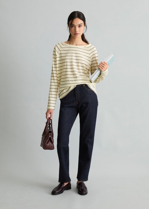 Striped longsleeve relaxed — Light Yellow