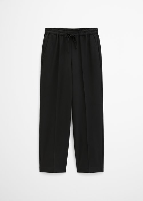 Relaxed-Fit Pull-On Flannel Pants — Black