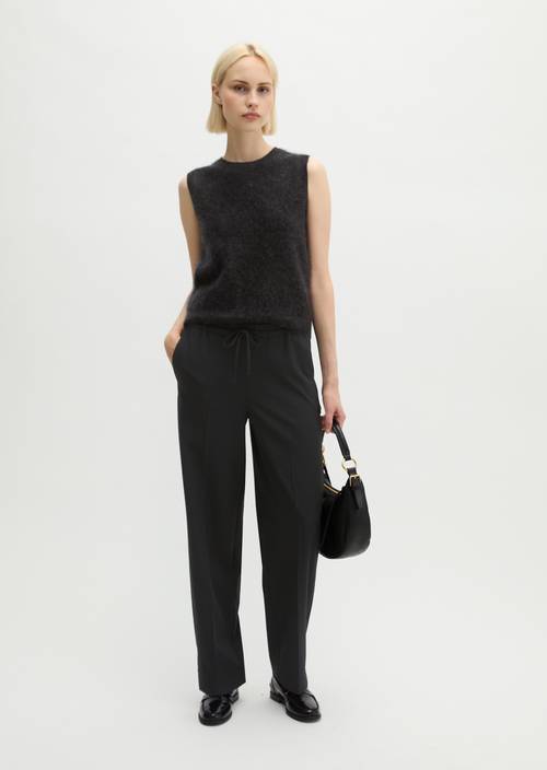 Pantalon en flanelle à enfiler, coupe décontractée Black en vue de face