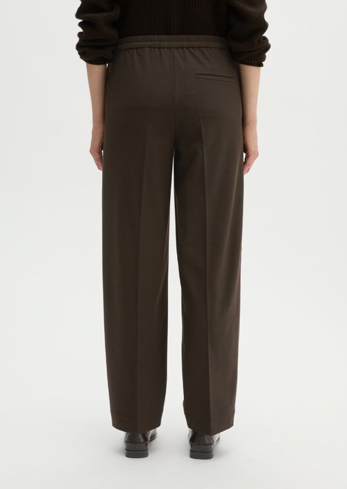 Relaxed-Fit Pull-On Flannel Pants — Burnt Coffee