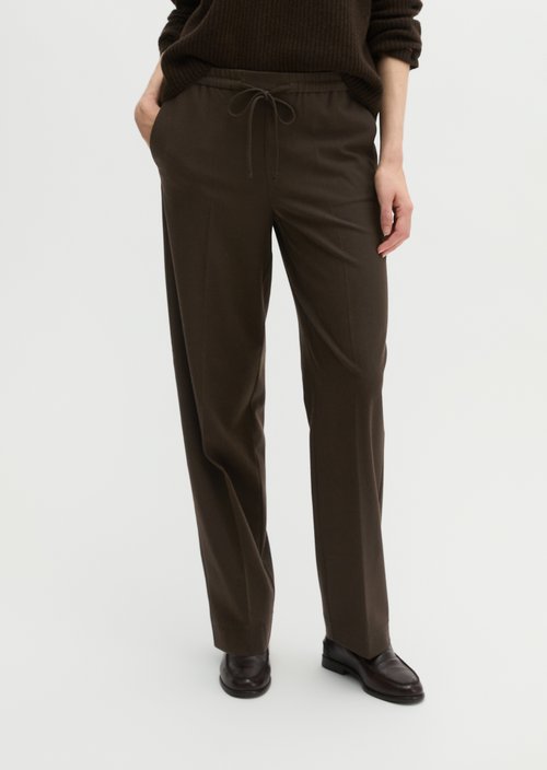 Relaxed-Fit Pull-On Flannel Pants — Burnt Coffee