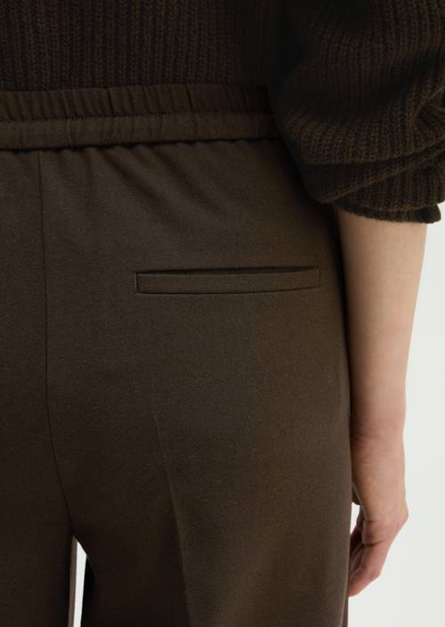 Relaxed-Fit Pull-On Flannel Pants Burnt Coffee in detail view