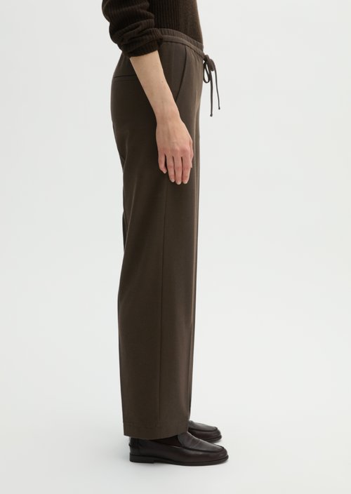 Relaxed-Fit Pull-On Flannel Pants — Burnt Coffee