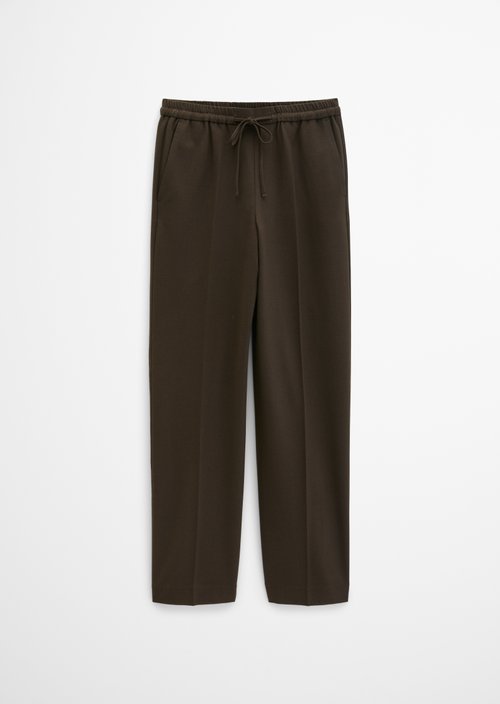 Relaxed-Fit Pull-On Flannel Pants — Burnt Coffee