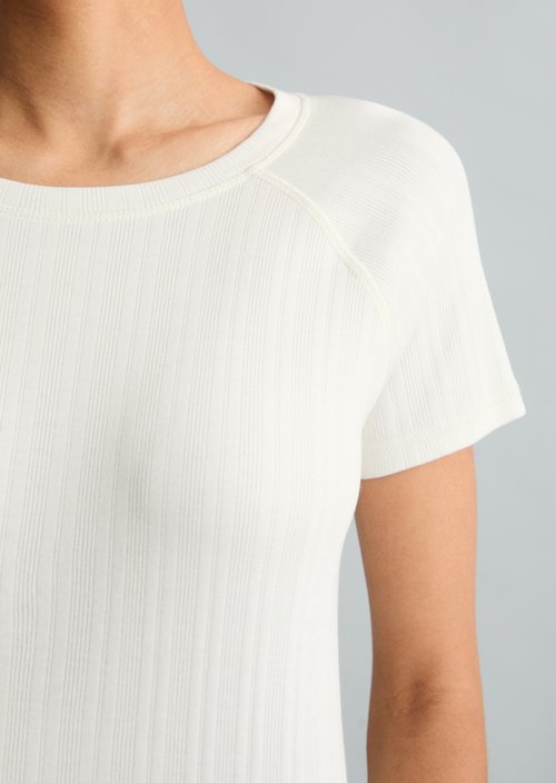 Slim-Fit Ribbed Jersey T-Shirt — Silky White