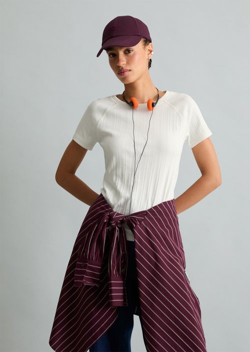 Slim-Fit Ribbed Jersey T-Shirt — Silky White
