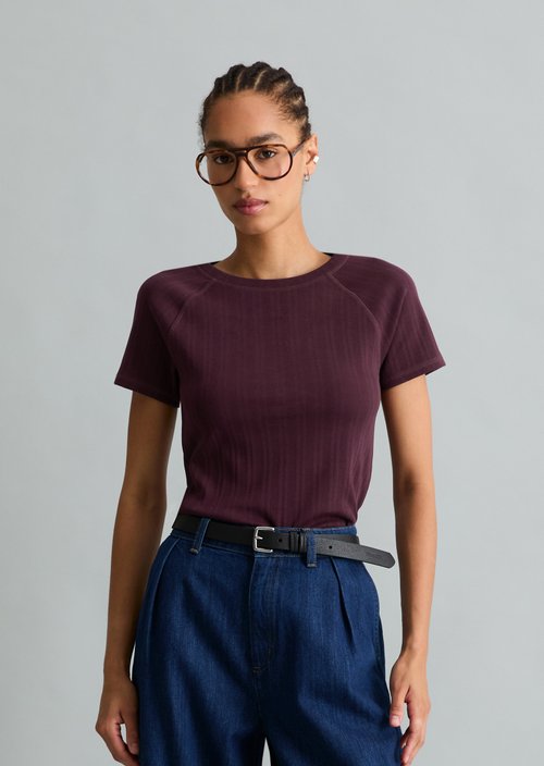 Slim-Fit Ribbed Jersey T-Shirt — Mahagony Jam