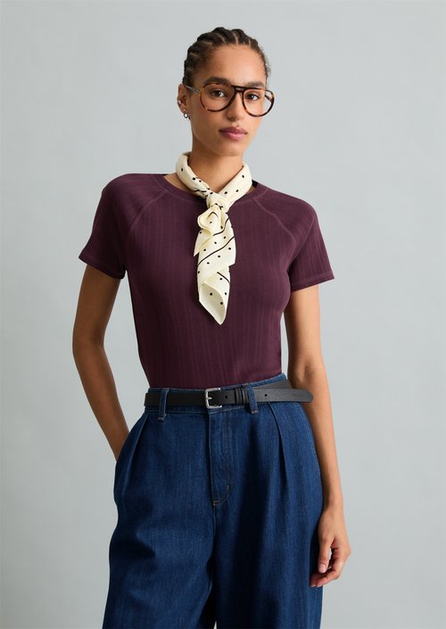 Slim-Fit Ribbed Jersey T-Shirt — Mahagony Jam