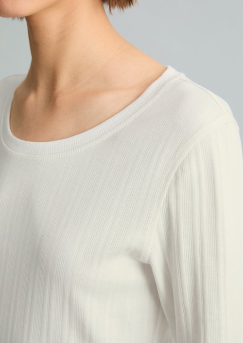 Slim-Fit Ribbed Jersey Long-Sleeve Top — Silky White
