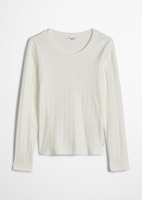 Slim-Fit Ribbed Jersey Long-Sleeve Top — Silky White