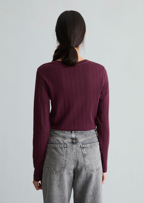 Slim-Fit Ribbed Jersey Long-Sleeve Top — Mahagony Jam
