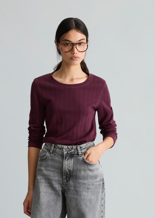 Slim-Fit Ribbed Jersey Long-Sleeve Top — Mahagony Jam