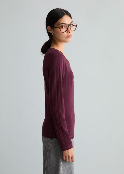 Slim-Fit Ribbed Jersey Long-Sleeve Top — Mahagony Jam