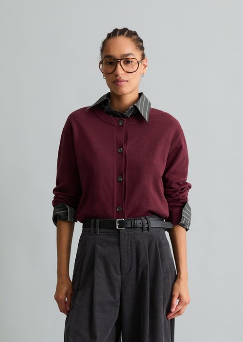 Regular Cardigan — Dark Red Melange