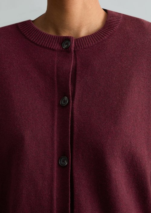 Regular Cardigan — Dark Red Melange