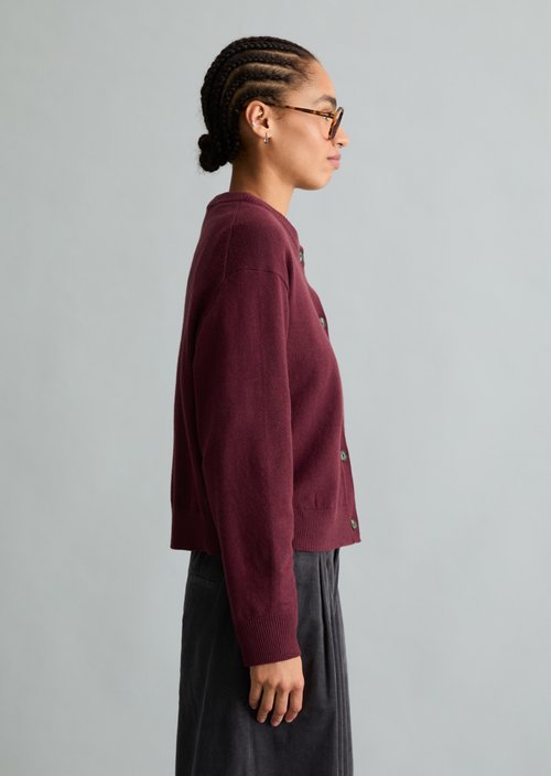 Regular Cardigan — Dark Red Melange