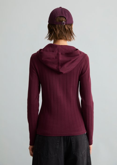 Slim-Fit Ribbed Jersey Long-Sleeve Hoodie — Mahagony Jam