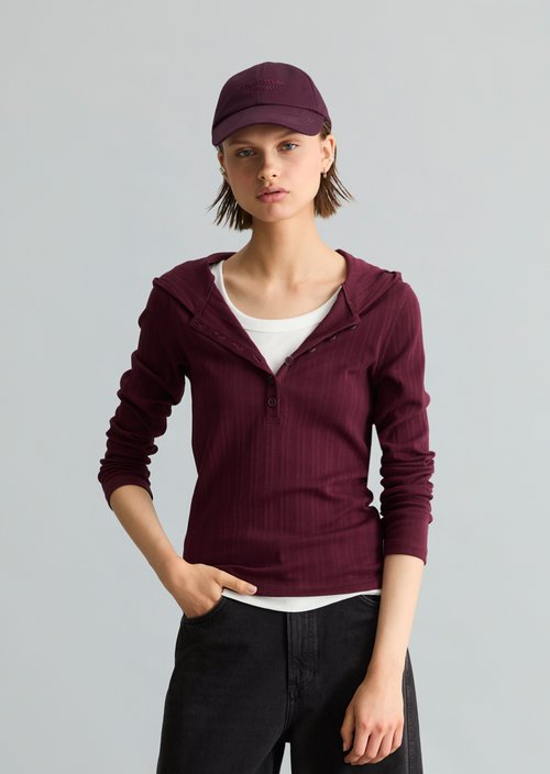 Slim-Fit Ribbed Jersey Long-Sleeve Hoodie — Mahagony Jam