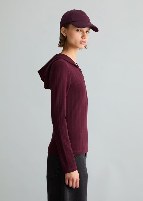 Slim-Fit Ribbed Jersey Long-Sleeve Hoodie — Mahagony Jam