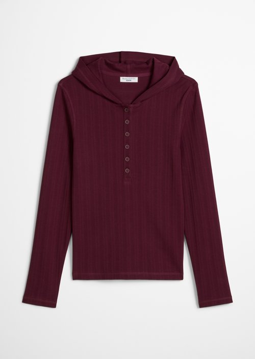 Slim-Fit Ribbed Jersey Long-Sleeve Hoodie — Mahagony Jam