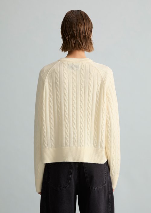 Oversized Cable-Knit Cardigan — White Blush