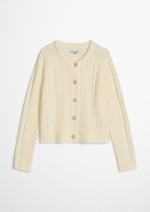 Oversized Cable-Knit Cardigan — White Blush