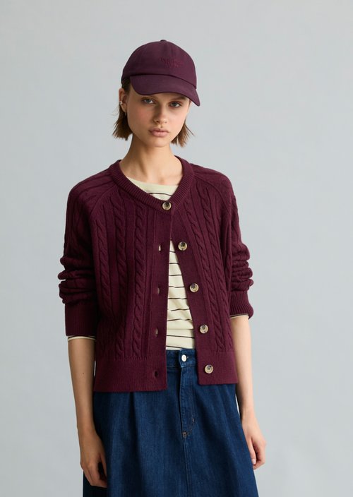 Oversized Cable-Knit Cardigan — Mahagony Jam