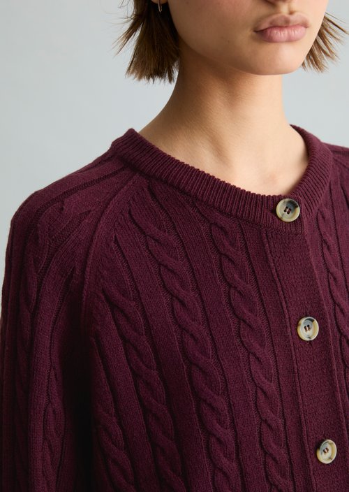 Oversized Cable-Knit Cardigan — Mahagony Jam