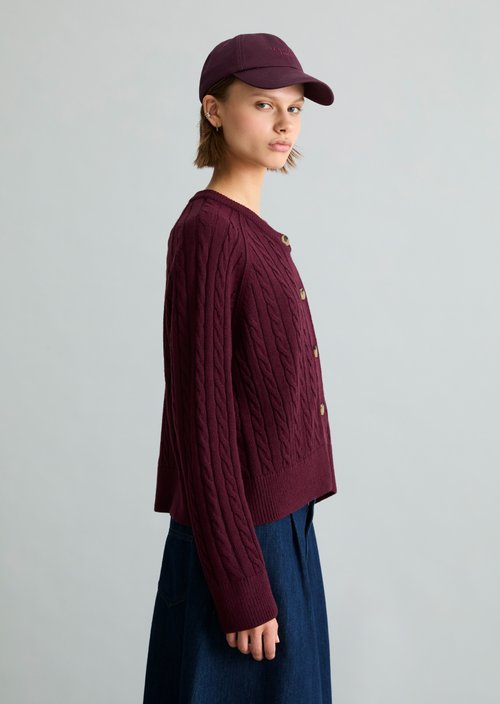 Oversized Cable-Knit Cardigan — Mahagony Jam
