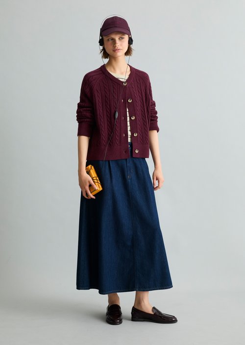 Oversized Cable-Knit Cardigan — Mahagony Jam