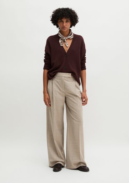 Relaxed-fit pleated pants — Stone Taupe Melange