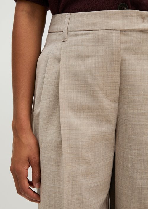 Relaxed-fit pleated pants — Stone Taupe Melange