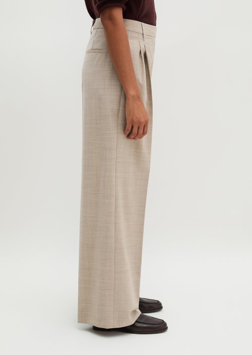 Relaxed-fit pleated pants — Stone Taupe Melange