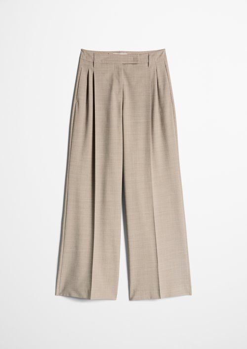 Relaxed-fit pleated pants — Stone Taupe Melange