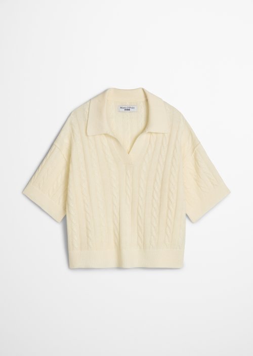 Oversized knit polo shirt — White Blush