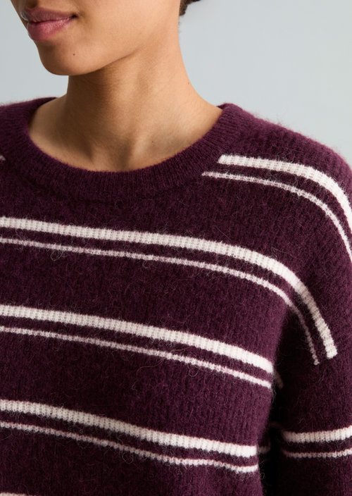 Relaxed-fit striped knit sweater — Medium Brown Melange