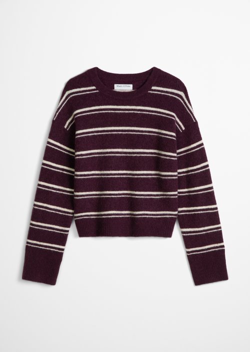 Relaxed-fit striped knit sweater — Medium Brown Melange