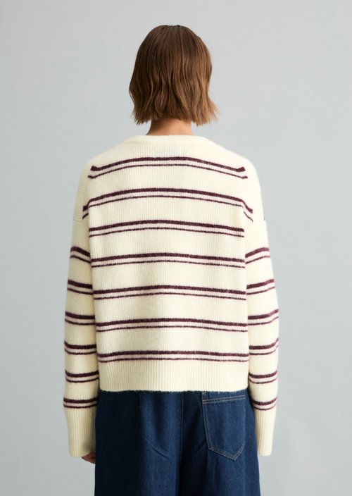 Relaxed-fit striped knit sweater — Bright Yellow