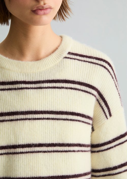 Relaxed-fit striped knit sweater — Bright Yellow