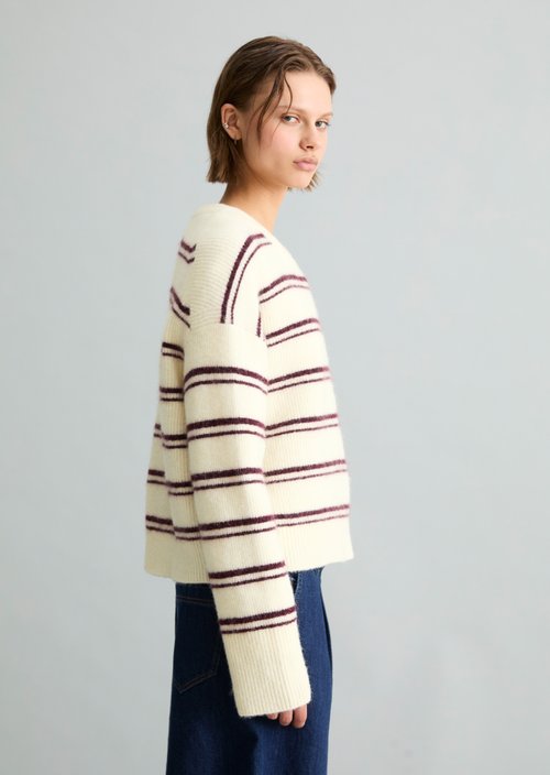 Relaxed-fit striped knit sweater — Bright Yellow